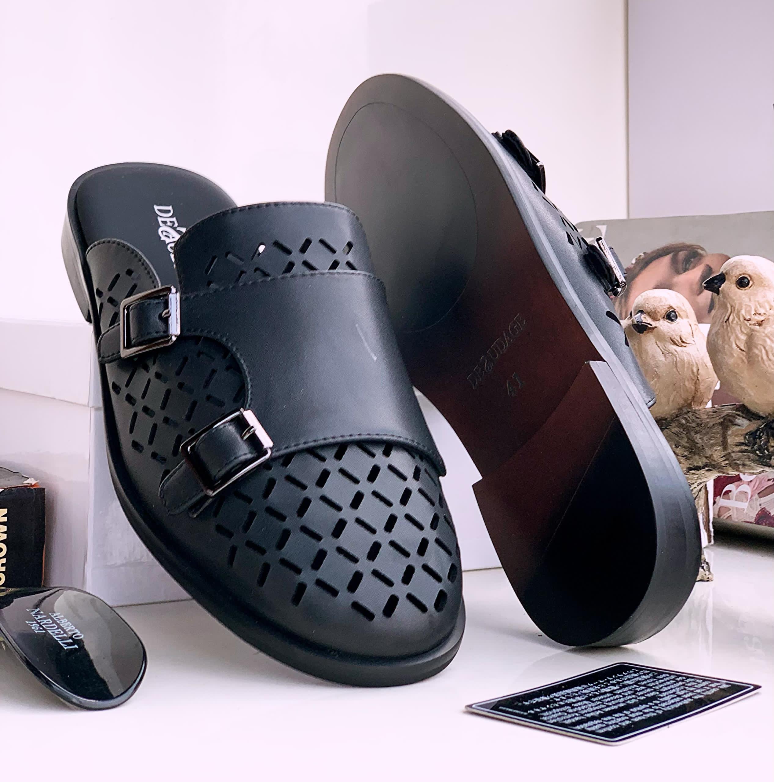 Versace Men Italian Buckle Half Shoe – Black