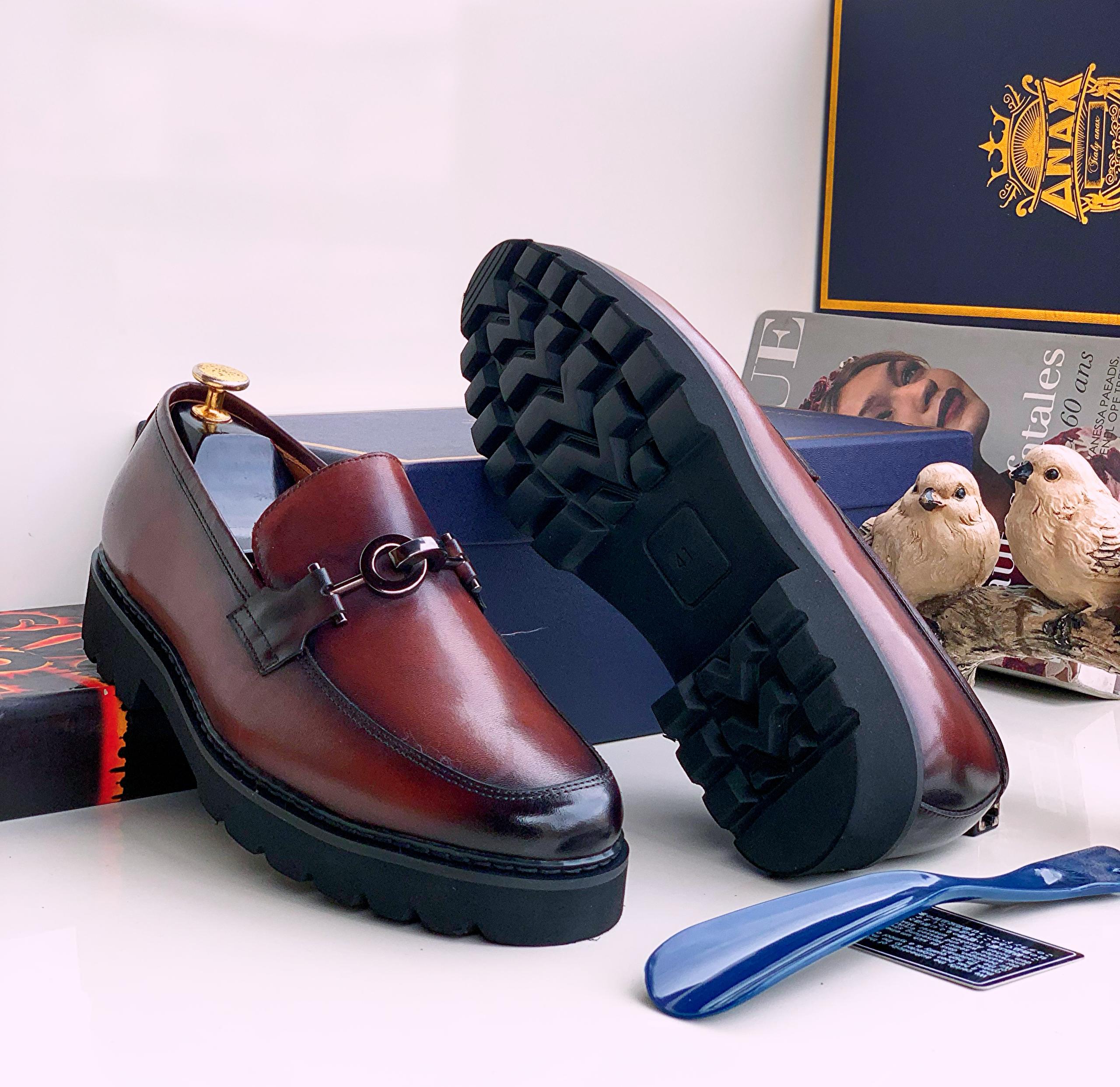 Men Executive Italian Loafers Shoe - Brown