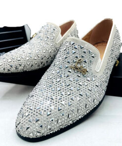 CL leather  studded  mens shoe  - White