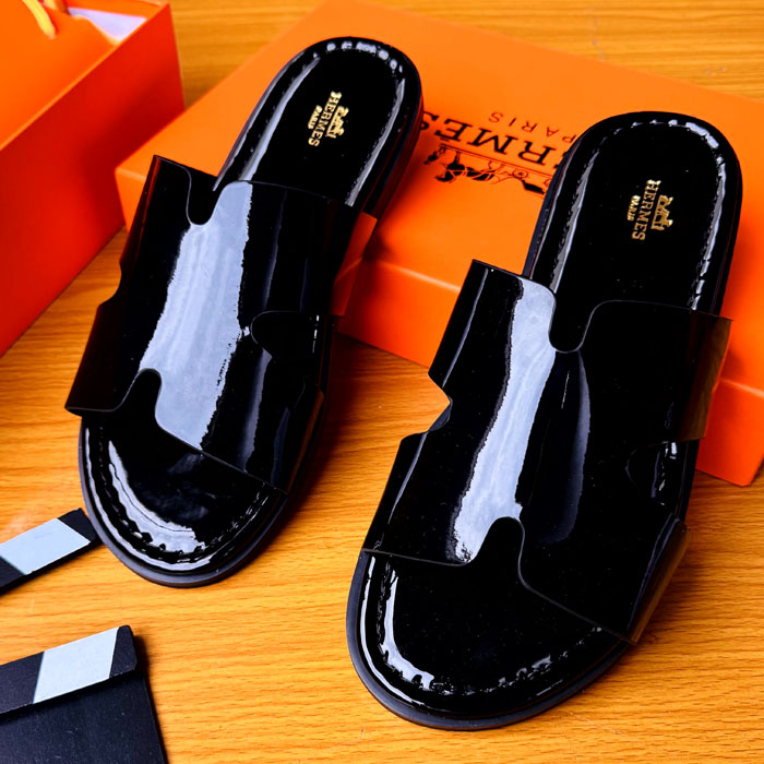 HM mens wetlooks slipon -Black